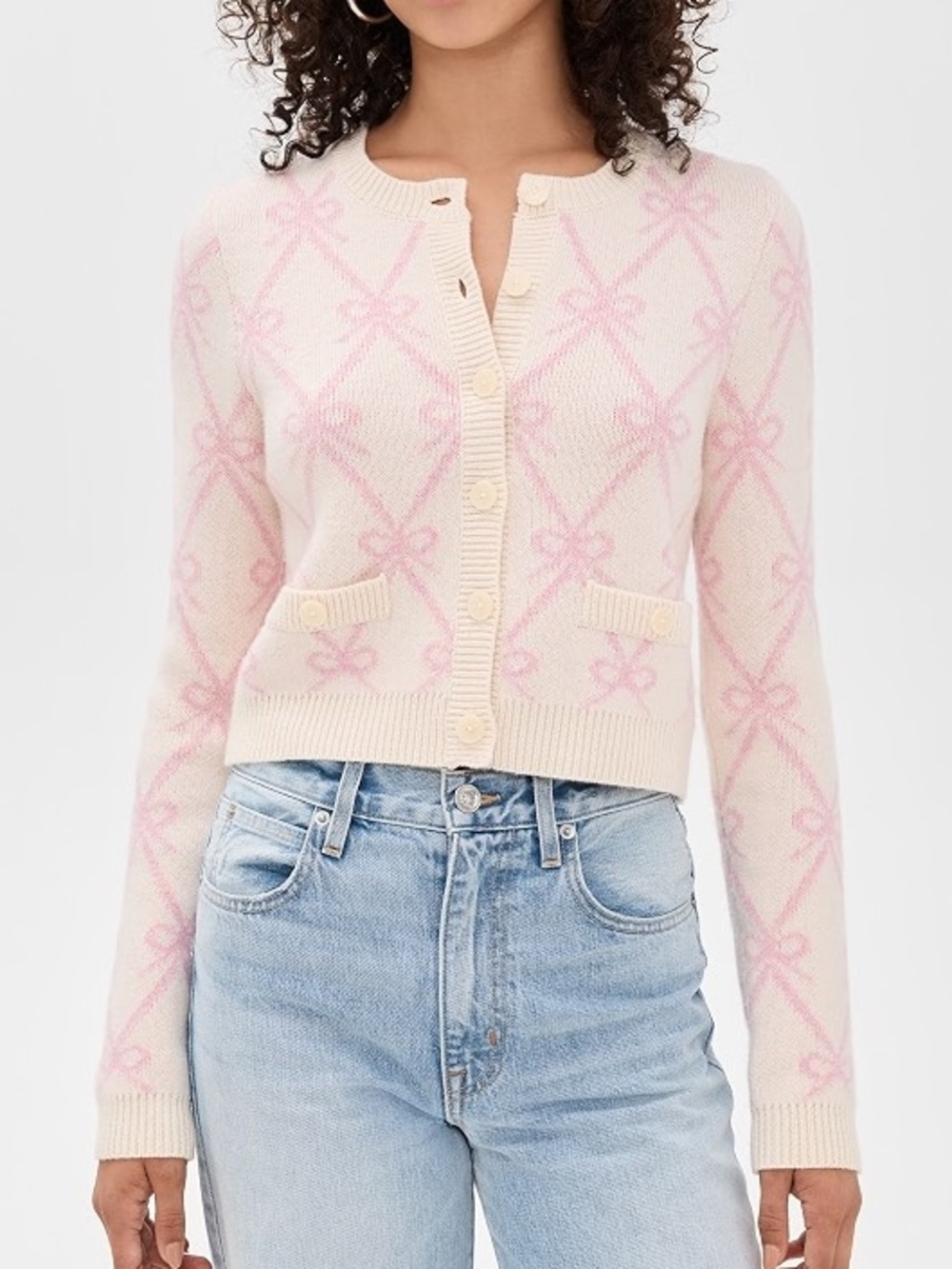 LoveShackFancy Veronika Bow Print Cardigan Large